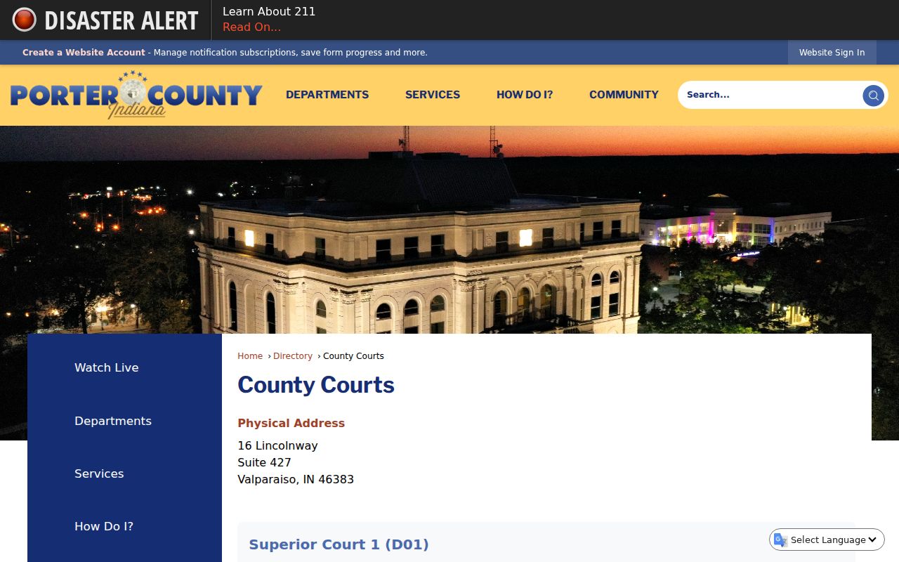 Porter County court docket directory and local court contacts